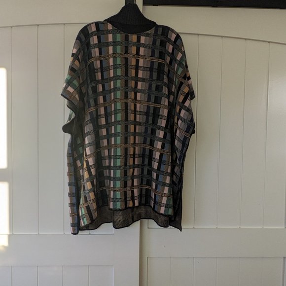 Anthropologie Aldomartins Gracie Plaid Cowl Neck Turtleneck Poncho SIZE L - Picture 10 of 16